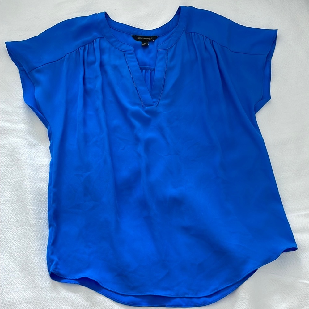 Banana Republic Relaxed Blue Flutter Sleeve Blouse
